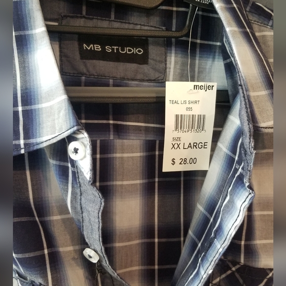 MB Studio Men's Button Down Long Sleeve XXL Plaid Shirt - Picture 2 of 9